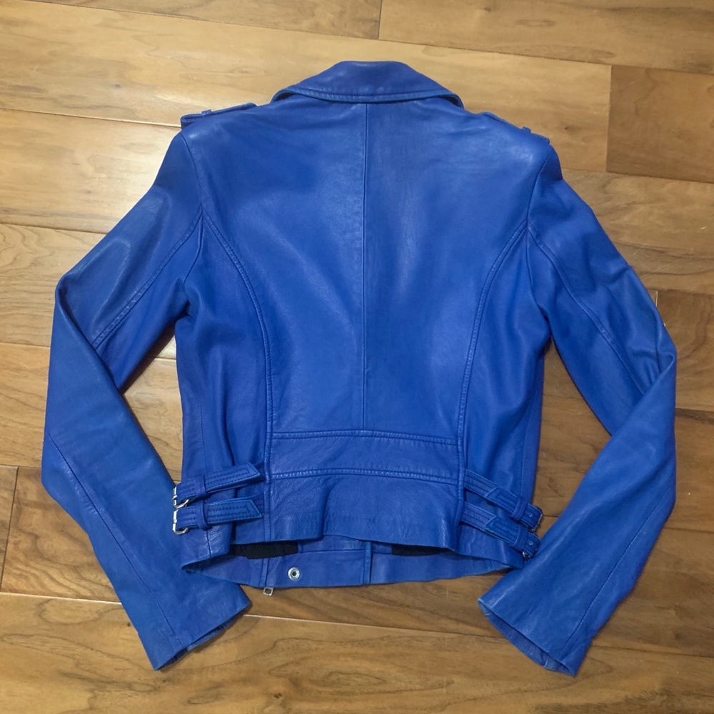 IRO Cobalt Blue Ashville Leather Jacket RARE! 0 - Picture 6 of 8